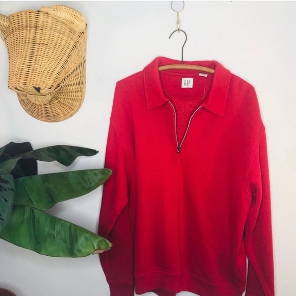 vsco 90s GAP red oversized boyfriend pullover - Picture 2 of 5